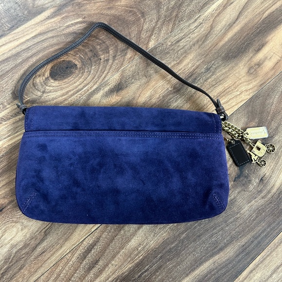 Vintage Coach Suede Shoulder Bag W/Charms Deep Purple Y2K